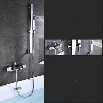 Black Gold and White Exposed Thermostatic Tubfiller and hand held srayer shower kit