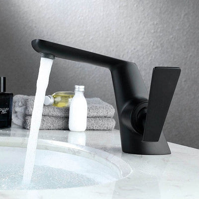 Matte Black with touch brushed gold single hole bathroom faucet