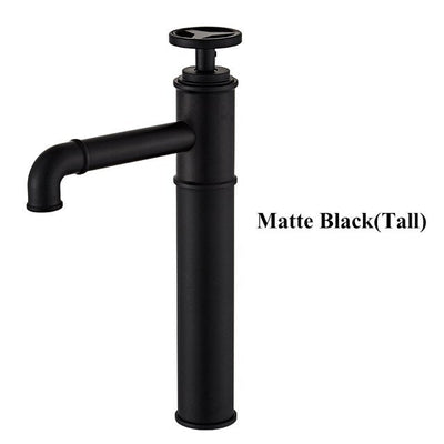Black With Red Single Hole Tall and Short Bathroom Faucet