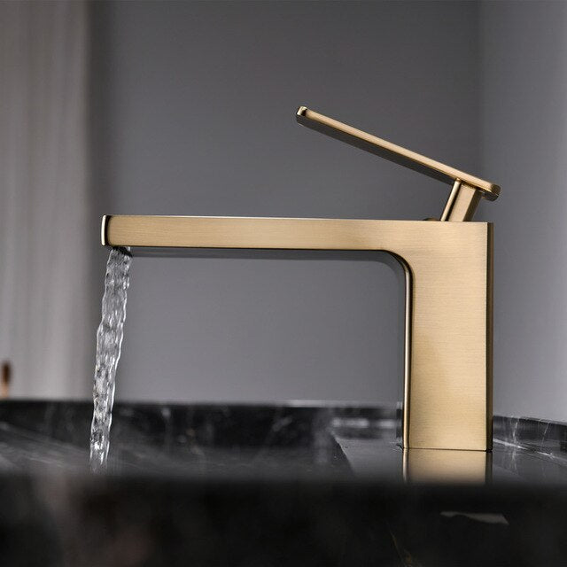 Chrome-Brushed gold - Matte Black-Gun Grey- Chrome single hole bathroom faucet