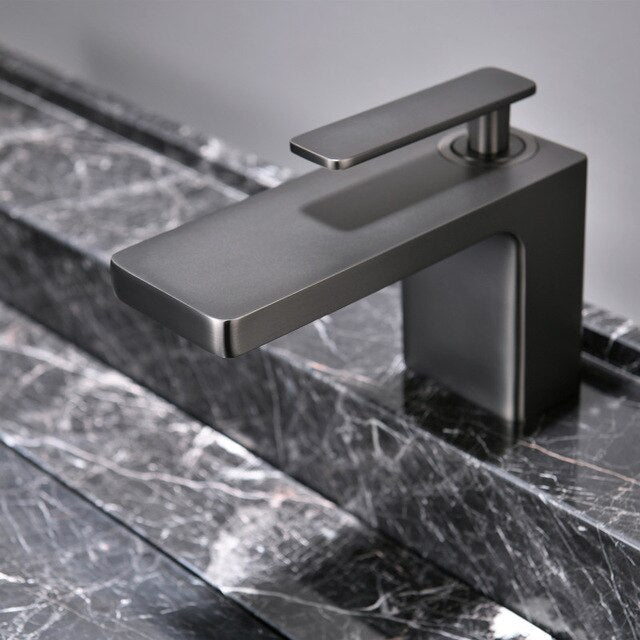 Chrome-Brushed gold - Matte Black-Gun Grey- Chrome single hole bathroom faucet