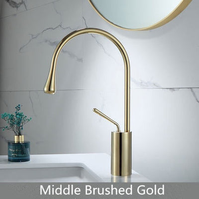 Rose Gold polished -Brushed Gold- Black with gold two tone tall vessel bathroom faucet
