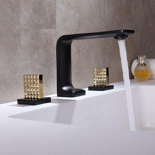 Matte Black with Gold Two Tone 8" Inch Widespread Bathroom Faucet