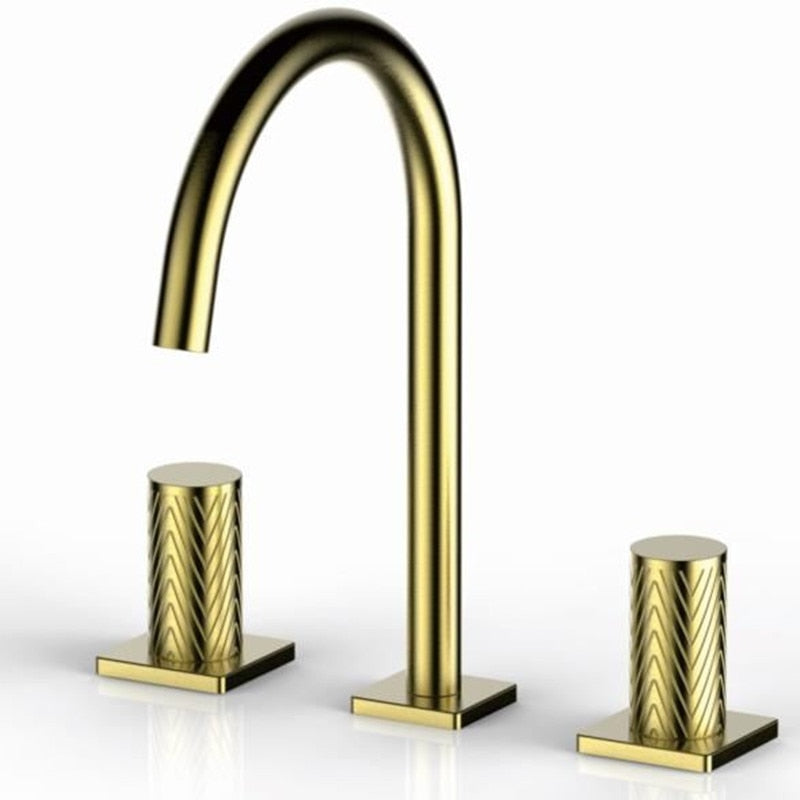 Gold Polished 8" Inch Wide Spread Faucet