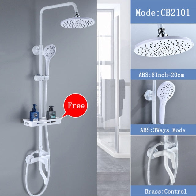 White exposed shower system kit