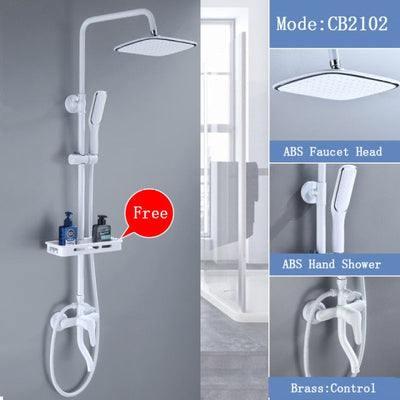 White exposed shower system kit