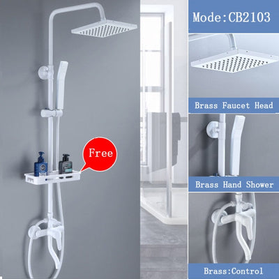 White exposed shower system kit