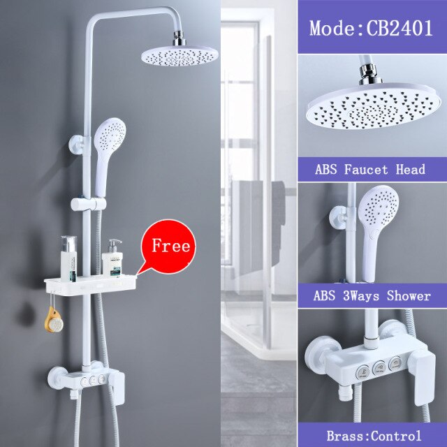 White exposed shower system kit