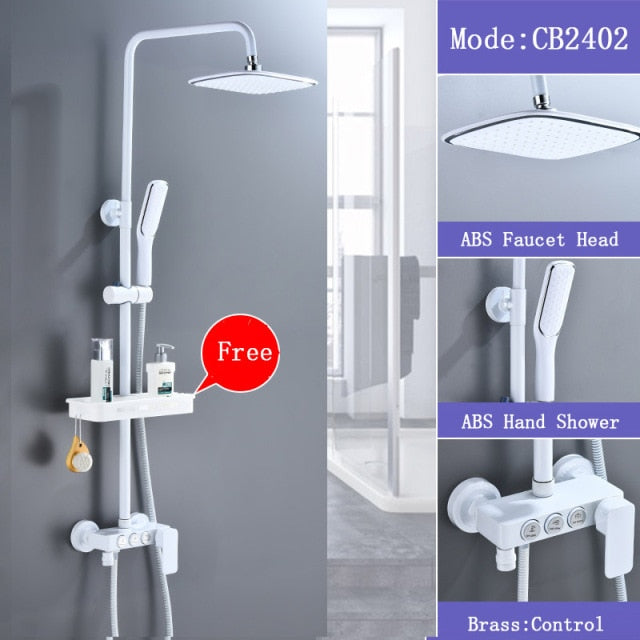 White exposed shower system kit