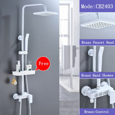 White exposed shower system kit