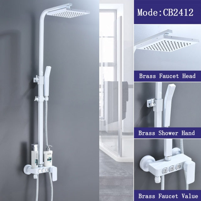 White exposed shower system kit