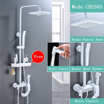 White exposed shower system kit