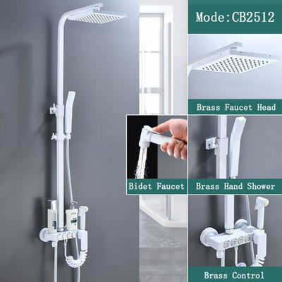 White exposed shower system kit