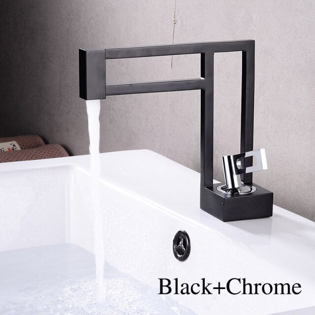 Brushed gold-white-black  single hole bathroom faucet