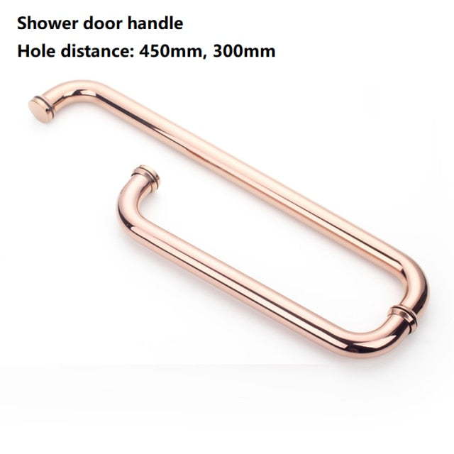 Rose gold polished shower glass door hardware
