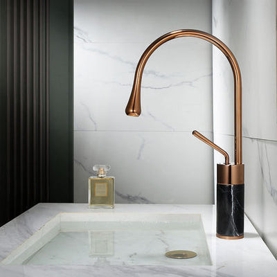 Rose gold polished with black Tall Vessel Faucet
