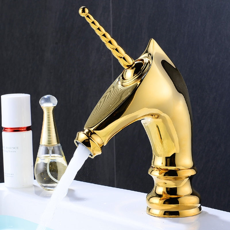 Unicorn gold-black-white and two tone colors single hole bathroom faucet