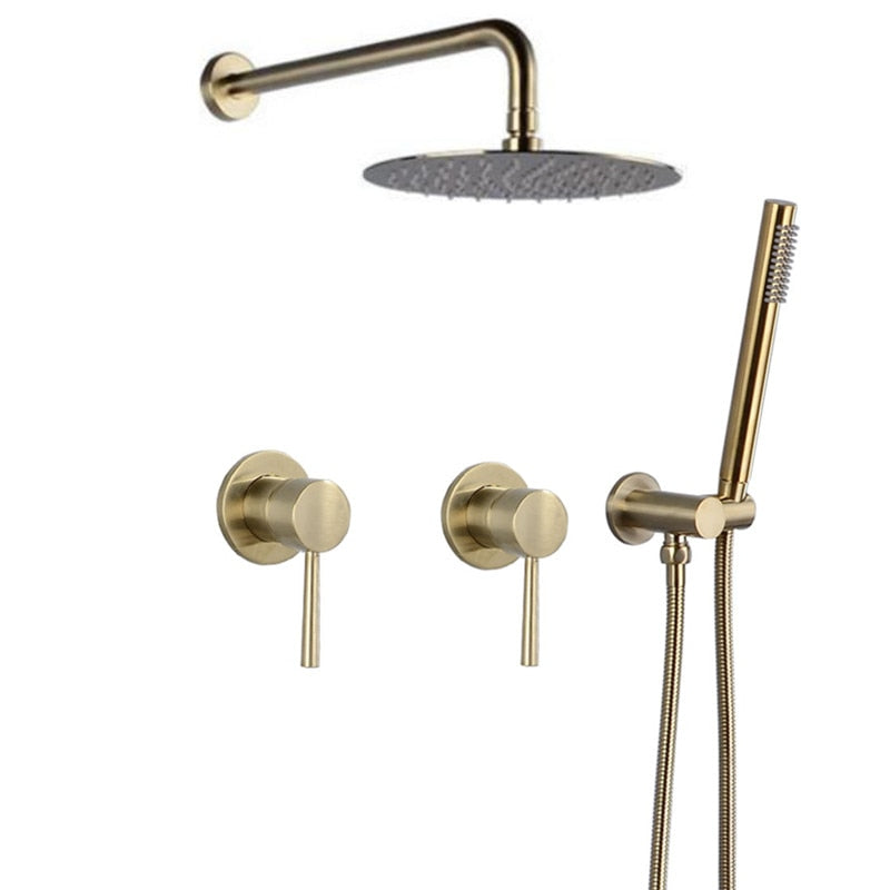 Brushed gold seperate volume control shower system kit
