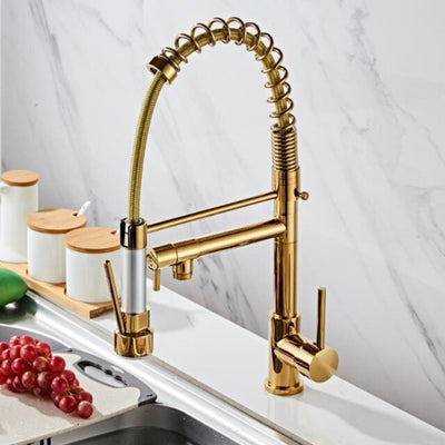 Rose gold chef industrial dual pull out spray and pot filler kitchen faucet