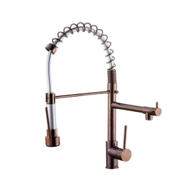 Rose gold chef industrial dual pull out spray and pot filler kitchen faucet