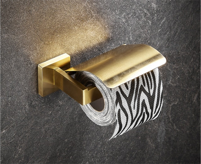 Brushed gold bathroom accessories