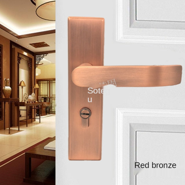 Brushed Rose Gold Copper Bronze- Brushed Gold  Door Lock Handle