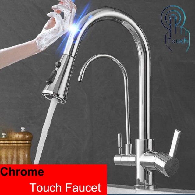 Smart Touch 2 way Water Filter Kitchen Faucet Matte Black-Brushed Nickel-Chrome