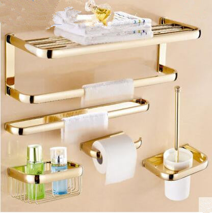 Gold polished brass modern bathroom accessories