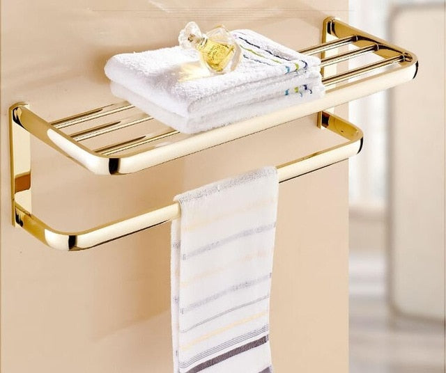 Gold polished brass modern bathroom accessories