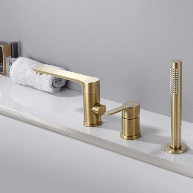 Chrome-Brushed gold - Matte black 3 holes deckmount bathtub filler faucet kit