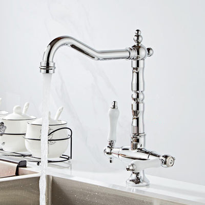 Chrome tith porcelain handle victorian single hole bathroom faucet